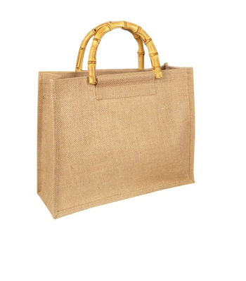 Borsa in Juta con Manici in Bamboo Maxi