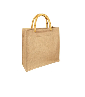 Borsa in Juta con Manici in Bamboo Mini